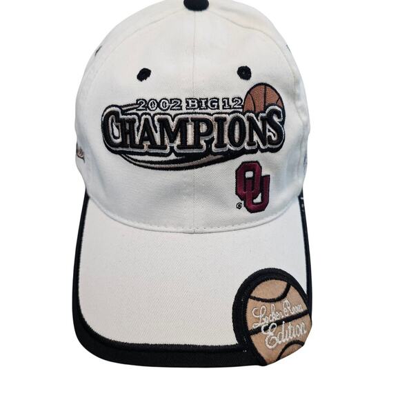 Vtg Oklahoma Sooners Big 12 Champions Strapback Hat Cap White Basketball 2002 - Picture 1 of 11